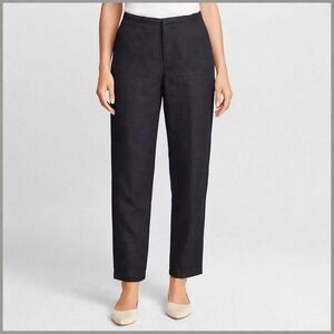 Talbots Irish Linen Pants Straight Leg High Rise Black Size 10 Women's Career